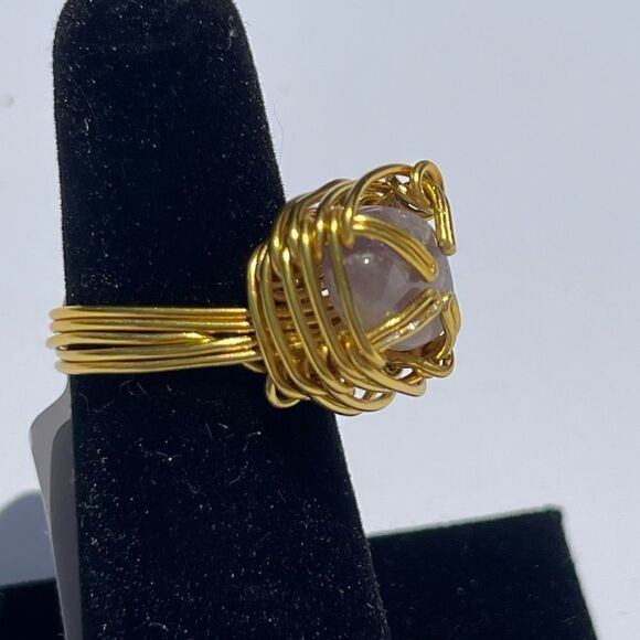 ✨ HANDMADE AMETHYST WIREWRAPPED GENUINE GEMSTONE CHUNKY RING ✨ - Picture 4 of 5